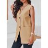 imageCicy Bell Womens Casual Sleeveless Blazers Dress Summer Open Front Work Office Long Vest BlazerKhaki