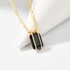 imageCicy Bell Womens Pendant Necklace Platinum Plated Cubic Zirconia Rectangular Paperclip Link Chain Adjustable Gifts 177 with 2 ExtenderBlack