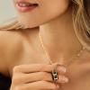 imageCicy Bell Womens Pendant Necklace Platinum Plated Cubic Zirconia Rectangular Paperclip Link Chain Adjustable Gifts 177 with 2 ExtenderBlack