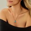 imageCicy Bell Womens Pendant Necklace Platinum Plated Cubic Zirconia Rectangular Paperclip Link Chain Adjustable Gifts 177 with 2 ExtenderBlue Topaz