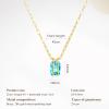 imageCicy Bell Womens Pendant Necklace Platinum Plated Cubic Zirconia Rectangular Paperclip Link Chain Adjustable Gifts 177 with 2 ExtenderBlue Topaz