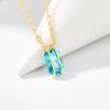 imageCicy Bell Womens Pendant Necklace Platinum Plated Cubic Zirconia Rectangular Paperclip Link Chain Adjustable Gifts 177 with 2 ExtenderBlue Topaz