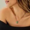 imageCicy Bell Womens Pendant Necklace Platinum Plated Cubic Zirconia Rectangular Paperclip Link Chain Adjustable Gifts 177 with 2 ExtenderDark Green