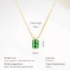 imageCicy Bell Womens Pendant Necklace Platinum Plated Cubic Zirconia Rectangular Paperclip Link Chain Adjustable Gifts 177 with 2 ExtenderDark Green