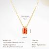 imageCicy Bell Womens Pendant Necklace Platinum Plated Cubic Zirconia Rectangular Paperclip Link Chain Adjustable Gifts 177 with 2 ExtenderDark Red