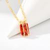 imageCicy Bell Womens Pendant Necklace Platinum Plated Cubic Zirconia Rectangular Paperclip Link Chain Adjustable Gifts 177 with 2 ExtenderDark Red
