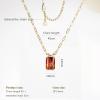 imageCicy Bell Womens Pendant Necklace Platinum Plated Cubic Zirconia Rectangular Paperclip Link Chain Adjustable Gifts 177 with 2 ExtenderGold