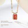 imageCicy Bell Womens Pendant Necklace Platinum Plated Cubic Zirconia Rectangular Paperclip Link Chain Adjustable Gifts 177 with 2 ExtenderGold