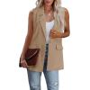 imageCicy Bell Womens Sleeveless Blazer Vest Casual Open Front Single Button Summer Jacket with PocketsDark Khaki