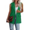 imageCicy Bell Womens Sleeveless Blazer Vest Casual Open Front Single Button Summer Jacket with PocketsGreen