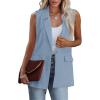 imageCicy Bell Womens Sleeveless Blazer Vest Casual Open Front Single Button Summer Jacket with PocketsLight Blue