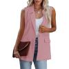 imageCicy Bell Womens Sleeveless Blazer Vest Casual Open Front Single Button Summer Jacket with PocketsLight Pink