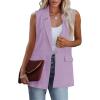 imageCicy Bell Womens Sleeveless Blazer Vest Casual Open Front Single Button Summer Jacket with PocketsLight Purple
