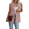 imageCicy Bell Womens Sleeveless Blazer Vest Casual Open Front Single Button Summer Jacket with PocketsPink