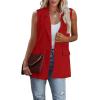 imageCicy Bell Womens Sleeveless Blazer Vest Casual Open Front Single Button Summer Jacket with PocketsRed