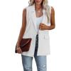 imageCicy Bell Womens Sleeveless Blazer Vest Casual Open Front Single Button Summer Jacket with PocketsWhite