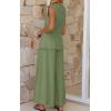 imageCicy Bell Womens Summer 2 Piece Outfits Button Front V Neck Vest and High Waisted Wide Leg Pants SetsArmy Green