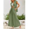 imageCicy Bell Womens Summer 2 Piece Outfits Button Front V Neck Vest and High Waisted Wide Leg Pants SetsArmy Green
