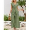 imageCicy Bell Womens Summer 2 Piece Outfits Button Front V Neck Vest and High Waisted Wide Leg Pants SetsArmy Green