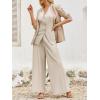 imageCicy Bell Womens Summer 2 Piece Outfits Button Front V Neck Vest and High Waisted Wide Leg Pants SetsBeige