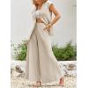 imageCicy Bell Womens Summer 2 Piece Outfits Button Front V Neck Vest and High Waisted Wide Leg Pants SetsBeige