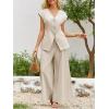 imageCicy Bell Womens Summer 2 Piece Outfits Button Front V Neck Vest and High Waisted Wide Leg Pants SetsBeige