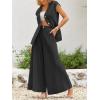 imageCicy Bell Womens Summer 2 Piece Outfits Button Front V Neck Vest and High Waisted Wide Leg Pants SetsBlack