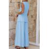 imageCicy Bell Womens Summer 2 Piece Outfits Button Front V Neck Vest and High Waisted Wide Leg Pants SetsSky Blue