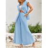 imageCicy Bell Womens Summer 2 Piece Outfits Button Front V Neck Vest and High Waisted Wide Leg Pants SetsSky Blue