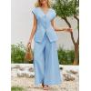 imageCicy Bell Womens Summer 2 Piece Outfits Button Front V Neck Vest and High Waisted Wide Leg Pants SetsSky Blue