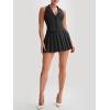 imageCicy Bell Womens Summer 2 Piece Outfits V Neck Blazer Vest Matching Sets and Mini Pleated SkirtsBlack
