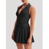 imageCicy Bell Womens Summer 2 Piece Outfits V Neck Blazer Vest Matching Sets and Mini Pleated SkirtsBlack