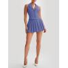 imageCicy Bell Womens Summer 2 Piece Outfits V Neck Blazer Vest Matching Sets and Mini Pleated SkirtsBlue