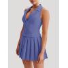 imageCicy Bell Womens Summer 2 Piece Outfits V Neck Blazer Vest Matching Sets and Mini Pleated SkirtsBlue