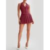 imageCicy Bell Womens Summer 2 Piece Outfits V Neck Blazer Vest Matching Sets and Mini Pleated SkirtsBurgundy