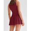 imageCicy Bell Womens Summer 2 Piece Outfits V Neck Blazer Vest Matching Sets and Mini Pleated SkirtsBurgundy
