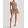 imageCicy Bell Womens Summer 2 Piece Outfits V Neck Blazer Vest Matching Sets and Mini Pleated SkirtsKhaki