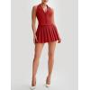 imageCicy Bell Womens Summer 2 Piece Outfits V Neck Blazer Vest Matching Sets and Mini Pleated SkirtsRed