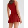 imageCicy Bell Womens Summer 2 Piece Outfits V Neck Blazer Vest Matching Sets and Mini Pleated SkirtsRed
