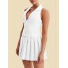 imageCicy Bell Womens Summer 2 Piece Outfits V Neck Blazer Vest Matching Sets and Mini Pleated SkirtsWhite