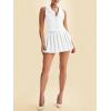 imageCicy Bell Womens Summer 2 Piece Outfits V Neck Blazer Vest Matching Sets and Mini Pleated SkirtsWhite