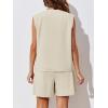 imageCicy Bell Womens Summer Blazer Vest 2 Piece Sets V Neck Sleeveless Button Down Waistcoat and High Waisted Work Suit Short SetBeige