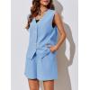 imageCicy Bell Womens Summer Blazer Vest 2 Piece Sets V Neck Sleeveless Button Down Waistcoat and High Waisted Work Suit Short SetBlue