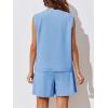 imageCicy Bell Womens Summer Blazer Vest 2 Piece Sets V Neck Sleeveless Button Down Waistcoat and High Waisted Work Suit Short SetBlue