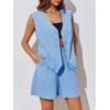 imageCicy Bell Womens Summer Blazer Vest 2 Piece Sets V Neck Sleeveless Button Down Waistcoat and High Waisted Work Suit Short SetBlue