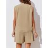 imageCicy Bell Womens Summer Blazer Vest 2 Piece Sets V Neck Sleeveless Button Down Waistcoat and High Waisted Work Suit Short SetKhaki