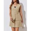 imageCicy Bell Womens Summer Blazer Vest 2 Piece Sets V Neck Sleeveless Button Down Waistcoat and High Waisted Work Suit Short SetKhaki
