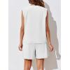 imageCicy Bell Womens Summer Blazer Vest 2 Piece Sets V Neck Sleeveless Button Down Waistcoat and High Waisted Work Suit Short SetWhite