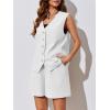imageCicy Bell Womens Summer Blazer Vest 2 Piece Sets V Neck Sleeveless Button Down Waistcoat and High Waisted Work Suit Short SetWhite