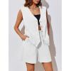 imageCicy Bell Womens Summer Blazer Vest 2 Piece Sets V Neck Sleeveless Button Down Waistcoat and High Waisted Work Suit Short SetWhite